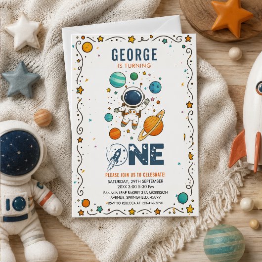 Invitation Aventure spatiale 1er anniversaire | Espace extra-