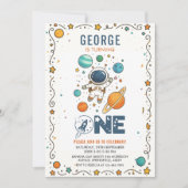 Invitation Aventure spatiale 1er anniversaire | Espace extra- (Devant)