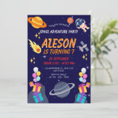 Invitation Aventure spatiale Fête d'anniversaire (Debout devant)