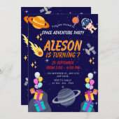 Invitation Aventure spatiale Fête d'anniversaire (Devant / Derrière)