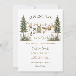 Invitation Aventure sur la corde à linge pour la baby shower 