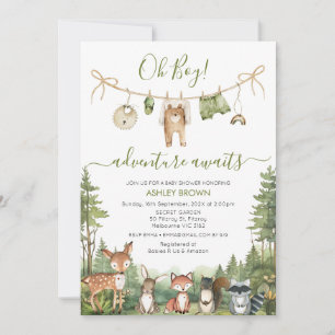 Invitation Aventure Verte Rustique en Attente Baby Shower 