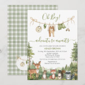 Invitation Aventure Verte Rustique en Attente Baby Shower  (Devant / Derrière)