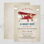 Invitation Aventure voyage Baby shower d'avion (Devant / Derrière)