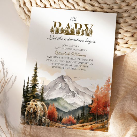 Invitation Aventure Woodland Oh Baby Mountain Bear Baby
