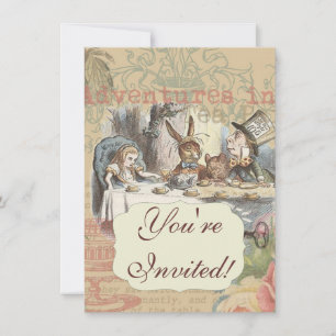 Invitation Aventures d'Alice au pays des merveilles Art de la