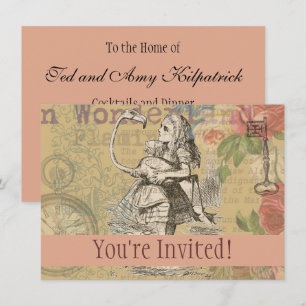 Invitation Aventures d'Alice au pays des merveilles Flamant C
