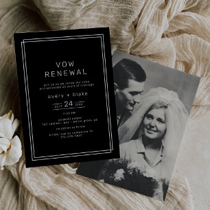 Invitation AVERA Moderne Black Photo Vow Renouvellement