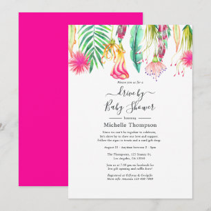 Invitation Averse estivale tropicale rose chaud en voiture