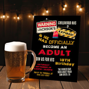 Invitation Avertissement officiel d'un adulte 18 ans