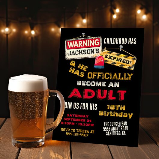 Invitation Avertissement officiel d'un adulte 18 ans