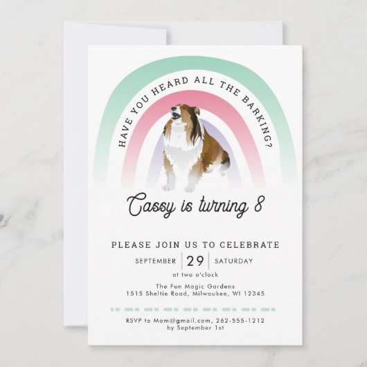 Invitation Avez-vous entendu, arc-en-ciel et chien Anniversai (Devant)