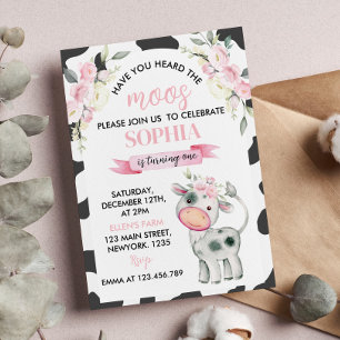 Invitation Avez-Vous Entendu La Vache Moos 1er Anniversaire
