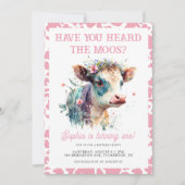 Invitation Avez-vous entendu la vache rose Moos 1er anniversa (Devant)
