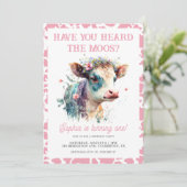 Invitation Avez-vous entendu la vache rose Moos 1er anniversa (Debout devant)