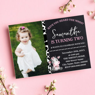 Invitation Avez-vous entendu l'anniversaire de la vache rose 