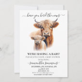 Invitation Avez-vous entendu le Baby shower de la vache Highl (Devant)