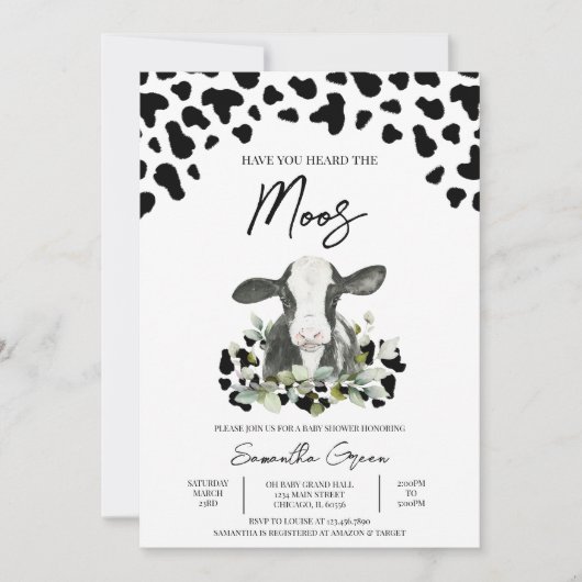 Invitation Avez-vous entendu le Baby shower Moos (Devant)