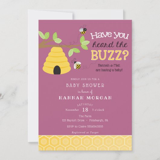 Invitation Avez-vous entendu le Buzz ? Baby shower (Devant)