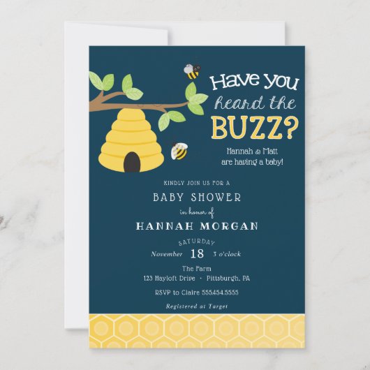 Invitation Avez-vous entendu le Buzz ? Baby shower (Devant)