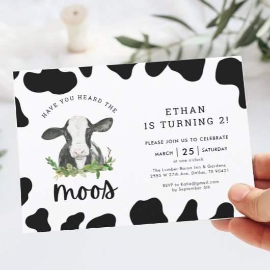 Invitation Avez-Vous Entendu Le Moos Cow Boy 2e anniversaire