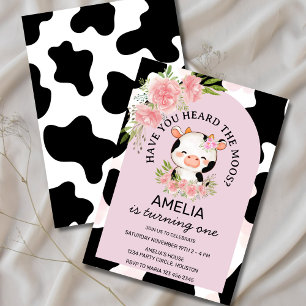Invitation Avez-vous entendu les Moos Rose Imprimé de vache