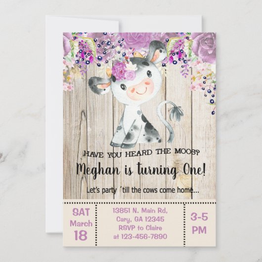 Invitation Avez-vous entendu l'invitation de la vache moos. (Devant)