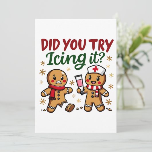 Invitation Avez-vous essayé de l'icing Funny Gingerbread Nurs (Debout devant)