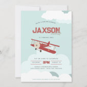 Invitation Aviateur Premier Anniversaire Rétro Avi (Devant)