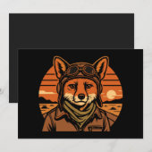 Invitation Aviator Fox Flying Foxy Wings (Devant / Derrière)