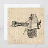 Invitation Avion à l'ancienne mode (Devant / Derrière)