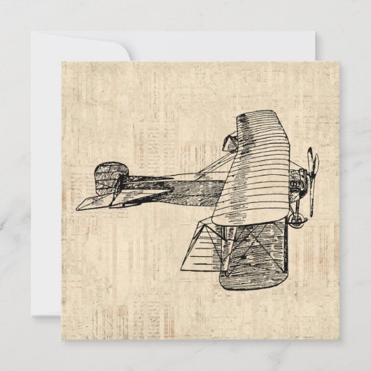 Invitation Avion à l'ancienne mode (Devant)