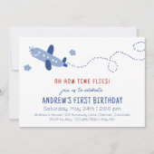 Invitation Avion adorable Comment le temps vole premier anniv (Devant)