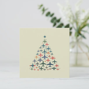 Invitation Avion Arbre de Noël Retro Pilote de vol