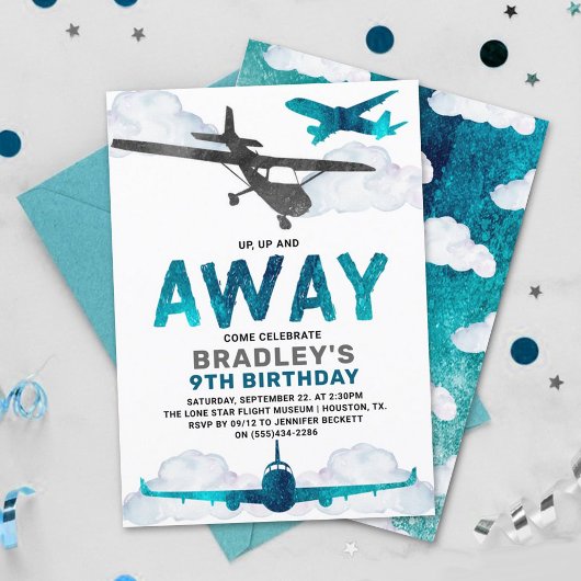 Invitation Avion Aviation Tout âge Anniversaire Partie