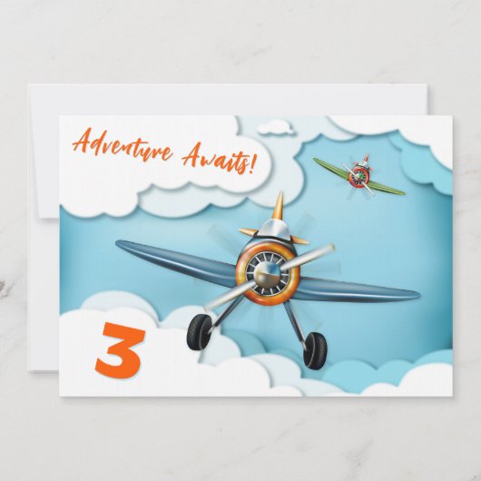 Invitation Avion Avion Pilote Garçon Anniversaire (Dos)