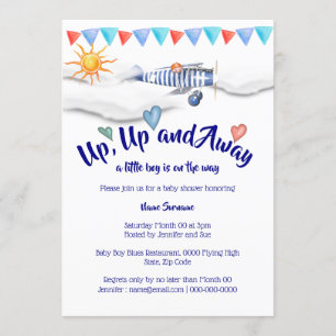 Invitation Avion baby shower vintage voyage garçons de voyage