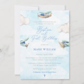 Invitation Avion Boy Baptême 1ère fête d'anniversaire (Devant)