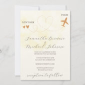 Invitation Avion de destination à l'étranger mariage jaune (Devant)