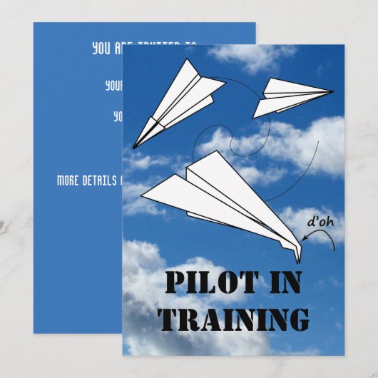 Invitation Avion de l'avion du pilote stagiaire (Devant / Derrière)