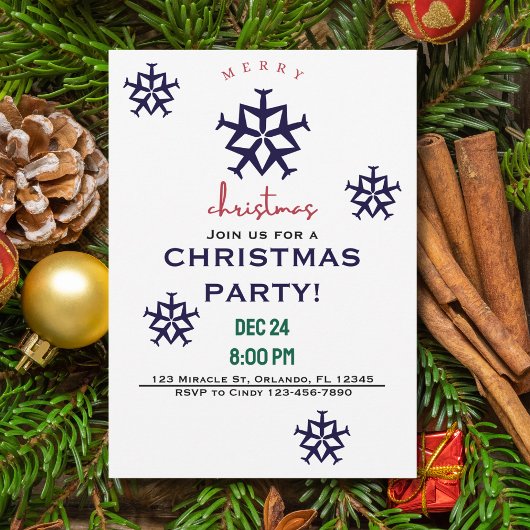 Invitation Avion de Noël Snowflake Minimaliste Aviation