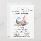 Invitation Avion Dino Zigzag Baby shower virtuel (Devant)