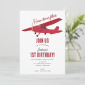 Invitation Avion Enfants 1er anniversaire Fête heure vols (Debout devant)
