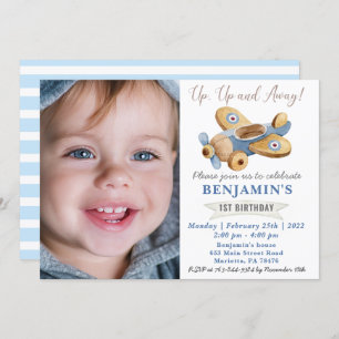 Invitation Avion Jouet 1er Anniversaire avec votre photo