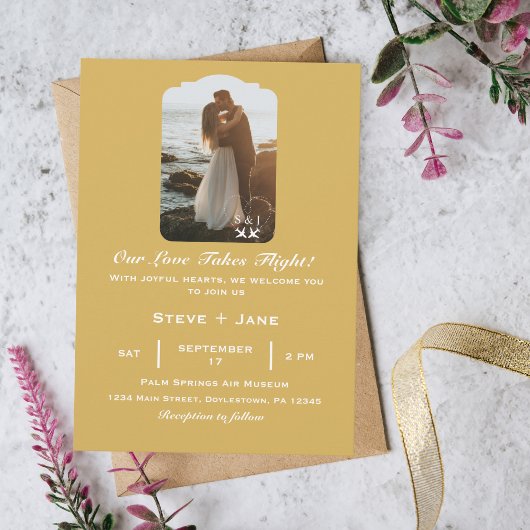 Invitation Avion Mariage Voyage Coeur Aviation moderne