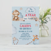 Invitation Avion Monkey Pilote Temps Vol Garçons Anniversaire (Debout devant)