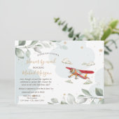Invitation Avion, Nuages, Étoiles, Baby shower Par Courrier (Debout devant)