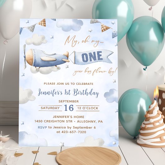 Invitation Avion Oh Mon Temps Vol Voyage 1er Anniversaire