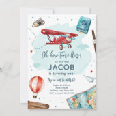 Invitation Avion Oh Mon Temps Vol Voyage Premier Anniversaire (Devant)