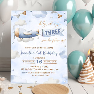 Invitation Avion Oh Mon temps vole 3e anniversaire